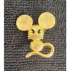 Vintage GARNAY Brooch Pin Mouse Gold Tone Jewelry Collectable Rare VNT